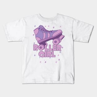 Roller Girl Roller Skating Derby Pink Lavender Kids T-Shirt